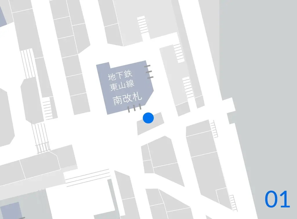 東山線「名古屋駅」南改札正面のマップ